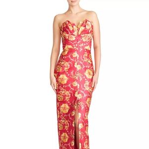 Theia Ariellah Strapless Floral Gown
